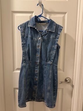 Abercrombie & Fitch Blue Denim Sleeveless Mini Dress